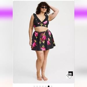 Torrid Wireless Floral Ruffle Bikini Top & Swim Skirt With Bottoms NWT Sz 4x